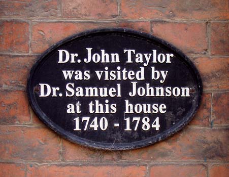 Dr. John Taylor plaque, Ashbourne